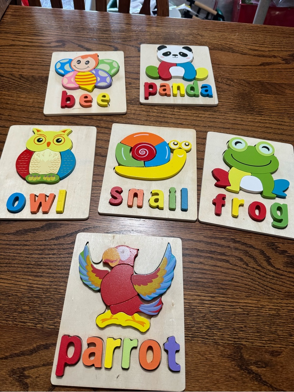 5 Colorful Wooden Parrot Puzzles Board for Small kids - Multi-Color